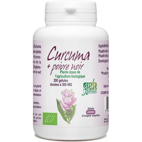 Curcuma + poivre noir - 300 mg x 200 gélules végétales