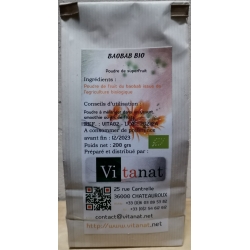 Poudre de BAOBAB Bio  -  sachet 200 g