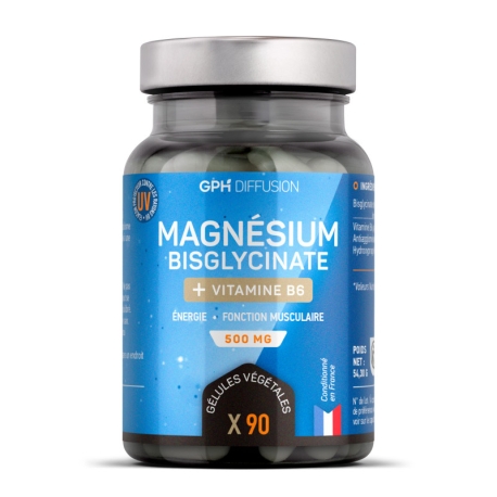Magnésium Bisglinate + Vitamine B6  -  90 gélules végétales x 548 mg